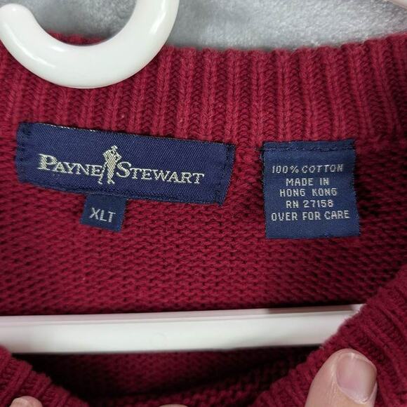 Vintage Payne Stewart Sweater Mens XLT Red Argyle Long Sleeve Pullover Cotton - Picture 10 of 11